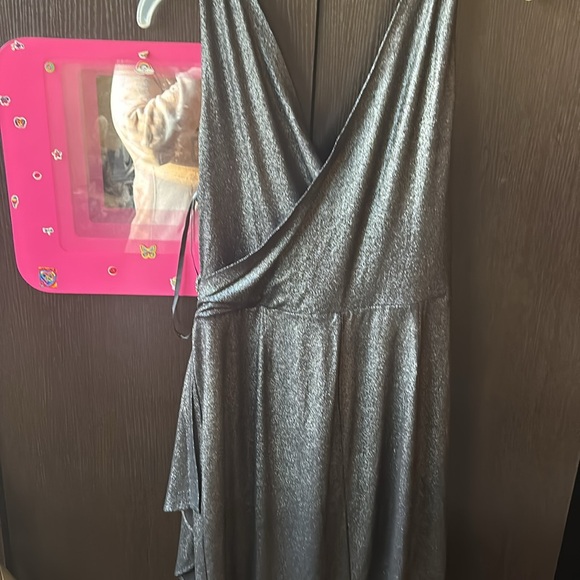 Calvin Klein dress size 12 nice color gun metal black metallic  cleaver cleavage - Picture 9 of 17